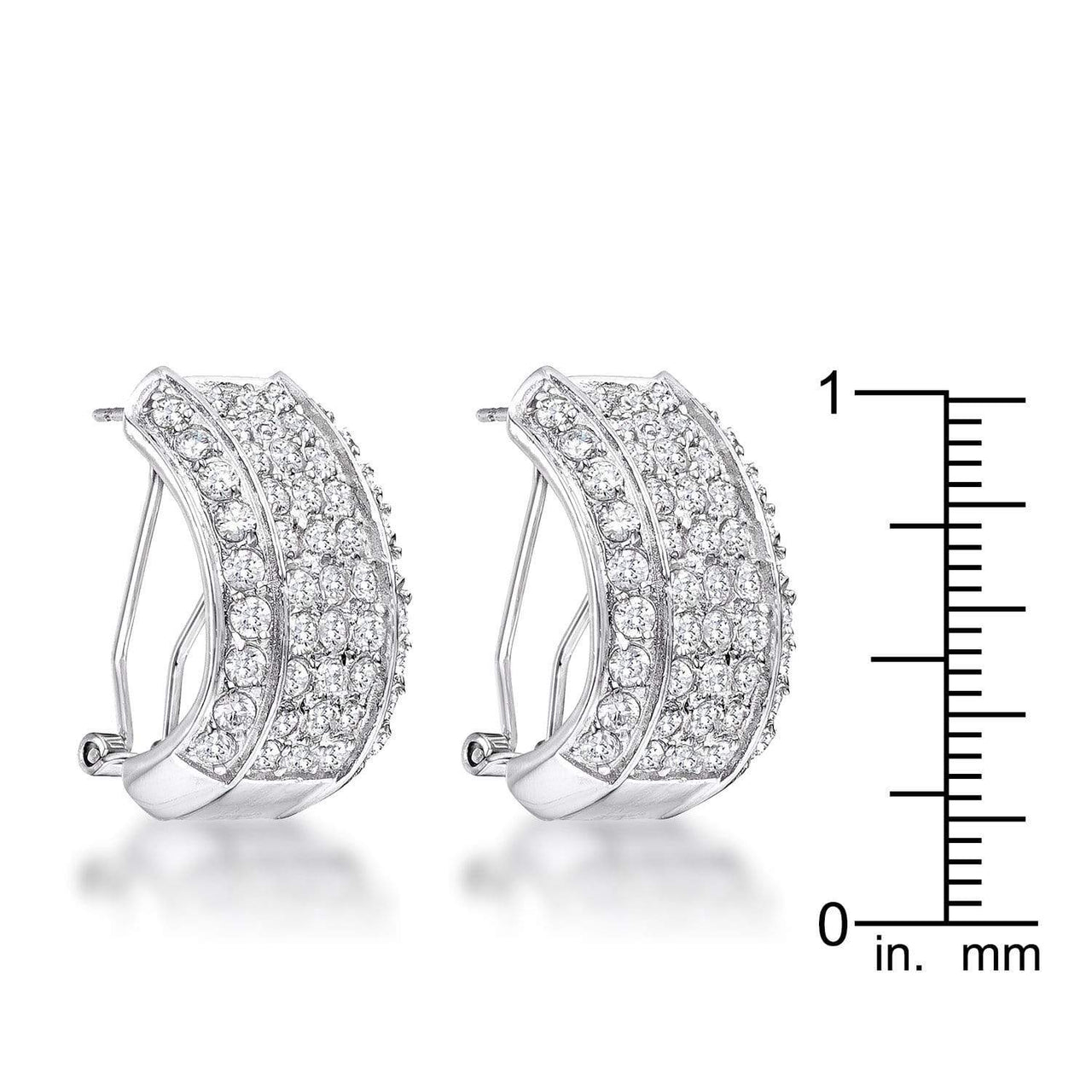 2.9Ct Dazzling Rhodium Plated Clear CZ Huggie Earrings JGI   
