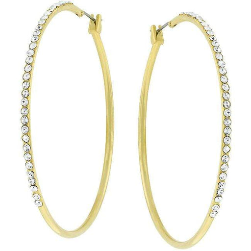 2 Inch Goldtone Crystal Hoop Earrings Earrings JGI   