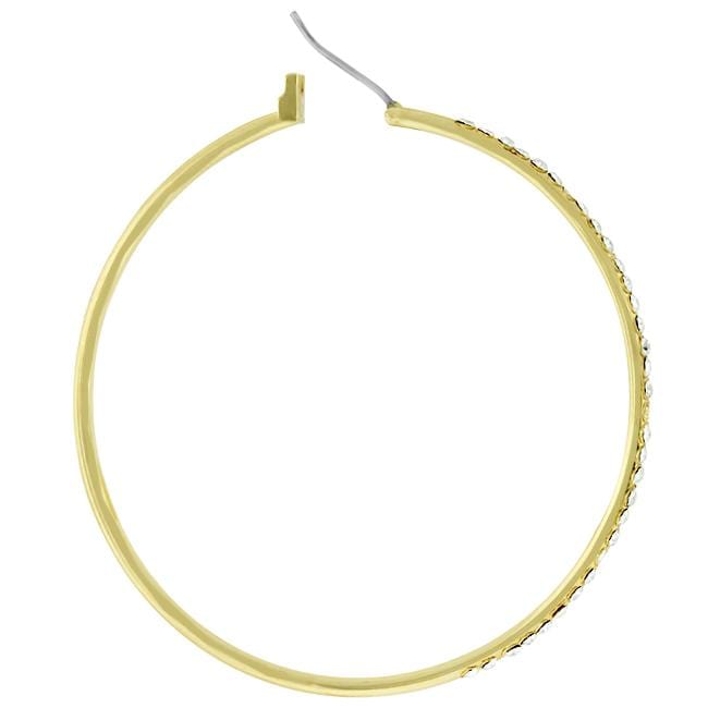 2 Inch Goldtone Crystal Hoop Earrings Earrings JGI   