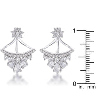 Thumbnail for 2Ct Rhodium Plated CZ Floral Stud Chandelier Illusion Ear Jacket Earrings JGI   