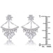 2Ct Rhodium Plated CZ Floral Stud Chandelier Illusion Ear Jacket Earrings JGI   