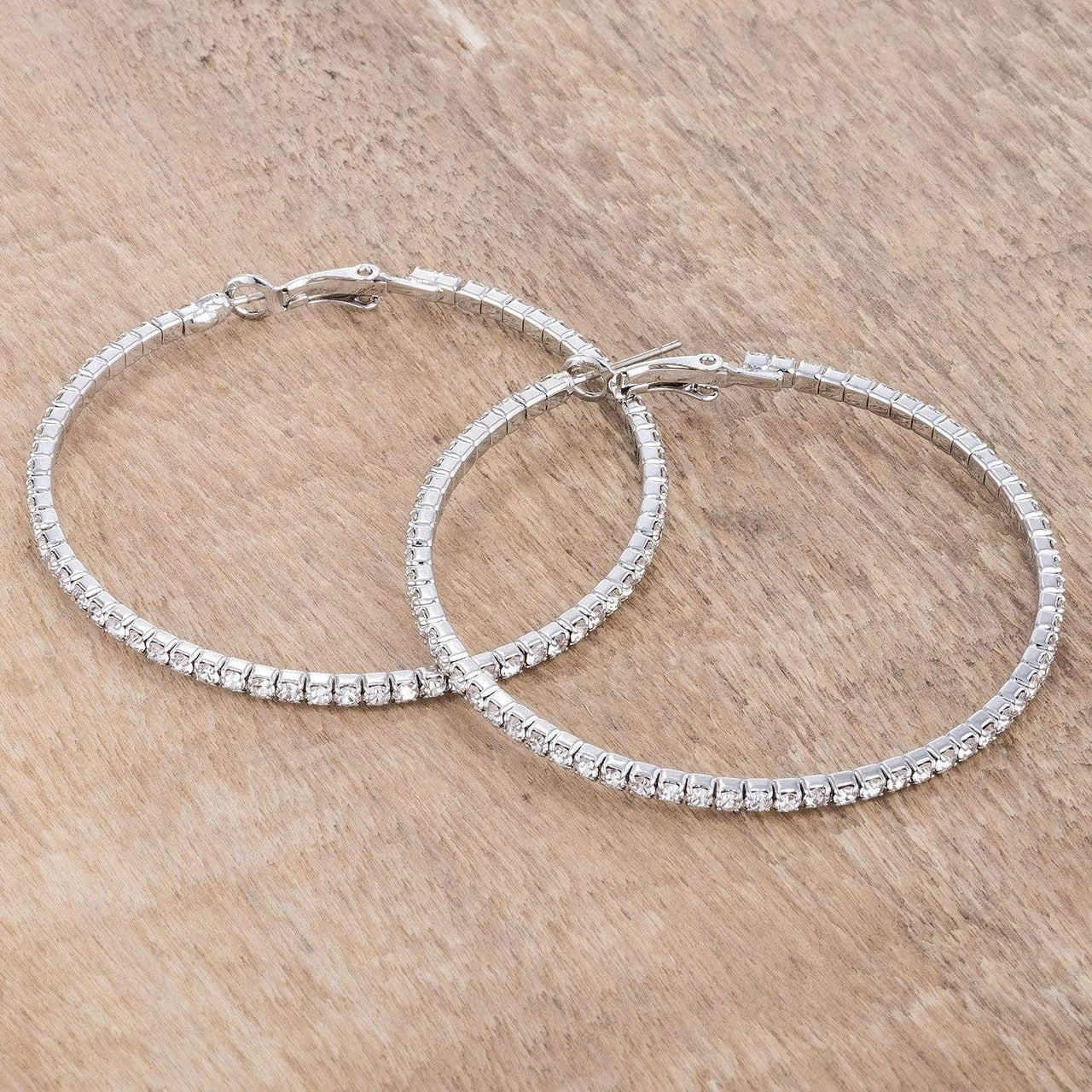 3.85Ct Silvertone Cup Chain Hoop Earrings Earrings JGI   