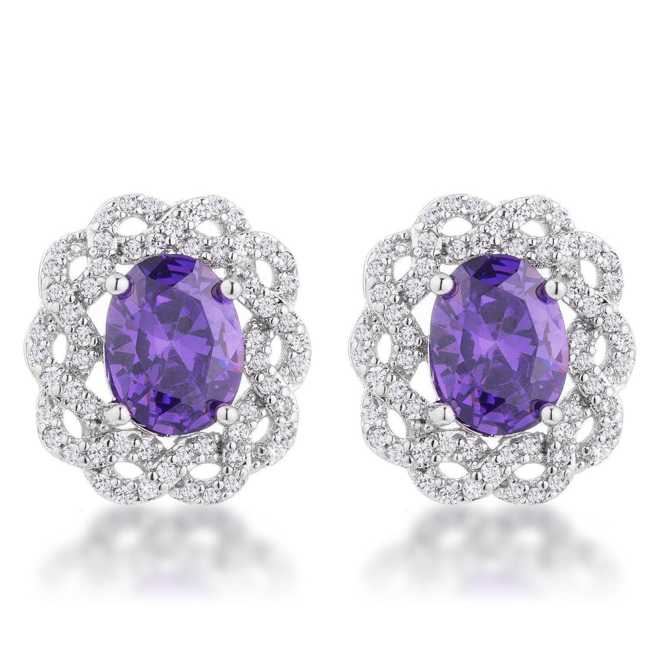 Amethyst Oval Stud Earrings Earrings JGI   