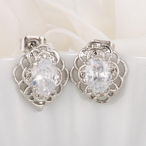 Antique Clear Oval Cut CZ Earrings Earrings JGI   