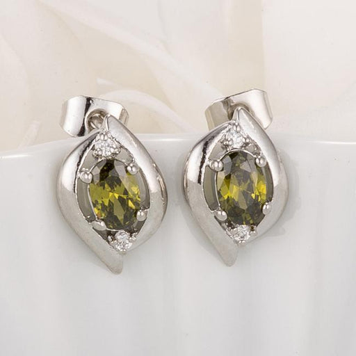 Antique Green Oval CZ Earrings Earrings JGI   