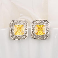 Thumbnail for Antique Princess Cut Yellow CZ Earrings Earrings JGI   