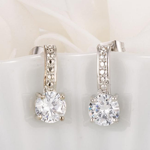 Antique Round Clear CZ Drop Earrings Earrings JGI   