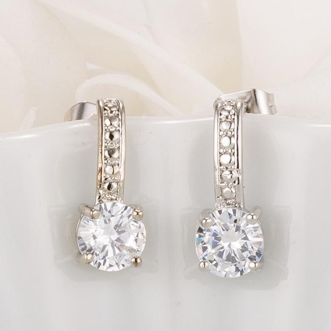 Antique Round Clear CZ Drop Earrings Earrings JGI   