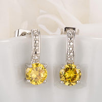 Thumbnail for Antique Round Yellow CZ Drop Earrings Earrings JGI   