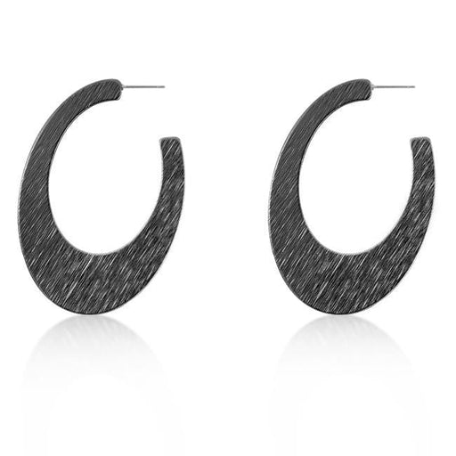 Contemporary Hematite Textured Hoop Earrings Earrings JGI   
