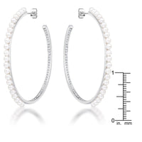 Thumbnail for Inside Out .8Ct Cubic Zirconia and Pearl Hoops Earrings JGI   