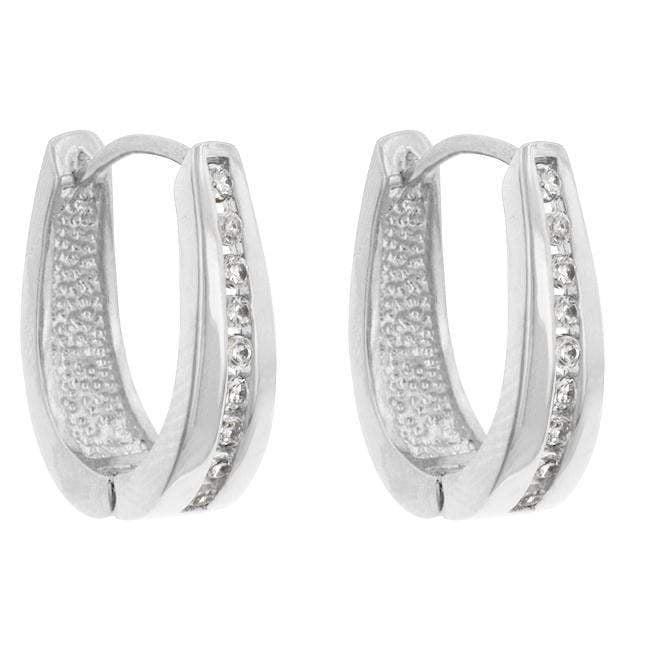 Elegant Rhodium Plated Finish Cubic Zirconia Hoop Earrings Earrings JGI   