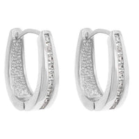 Thumbnail for Elegant Rhodium Plated Finish Cubic Zirconia Hoop Earrings Earrings JGI   