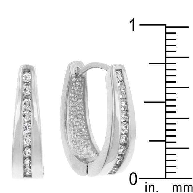 Elegant Rhodium Plated Finish Cubic Zirconia Hoop Earrings Earrings JGI   