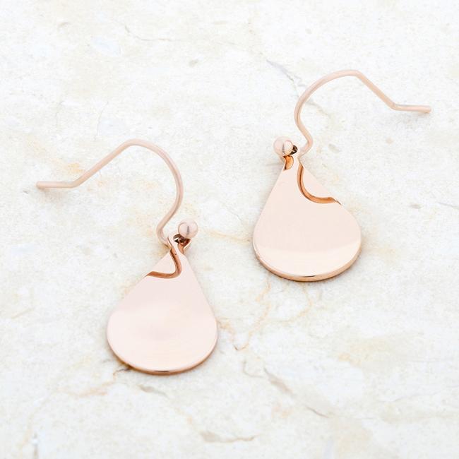 Karla Rose Gold Stainless Steel Teardrop Earrings Earrings JGI   