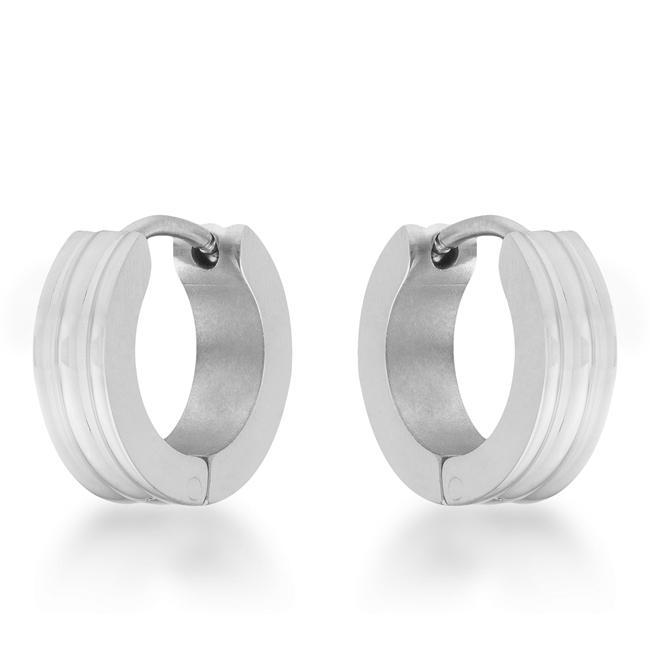 Marlene Rhodium Stainless Steel Small Hoop Earrings Earrings JGI   