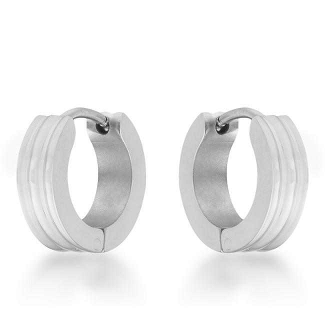Marlene Rhodium Stainless Steel Small Hoop Earrings Earrings JGI   