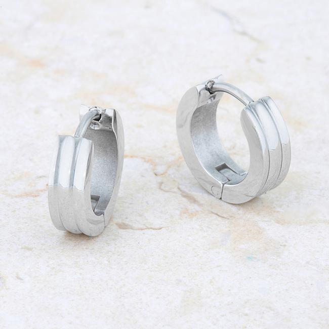 Marlene Rhodium Stainless Steel Small Hoop Earrings Earrings JGI   