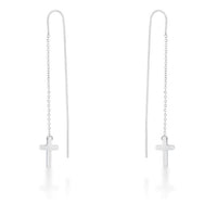 Thumbnail for Marylou Rhodium Stainless Steel Cross Threaded Drop Earrings Earrings JGI   