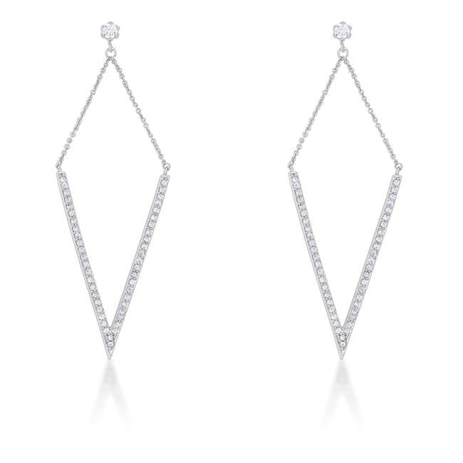 Michelle 1.2ct CZ Rhodium Delicate Pointed Drop Earrings Earrings JGI   