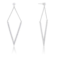 Thumbnail for Michelle 1.2ct CZ Rhodium Delicate Pointed Drop Earrings Earrings JGI   