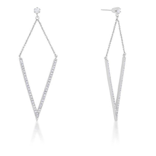 Michelle 1.2ct CZ Rhodium Delicate Pointed Drop Earrings Earrings JGI   