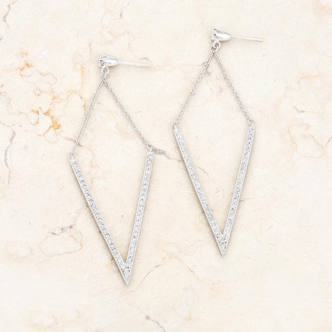 Michelle 1.2ct CZ Rhodium Delicate Pointed Drop Earrings Earrings JGI   