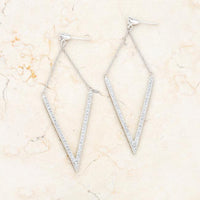 Thumbnail for Michelle 1.2ct CZ Rhodium Delicate Pointed Drop Earrings Earrings JGI   