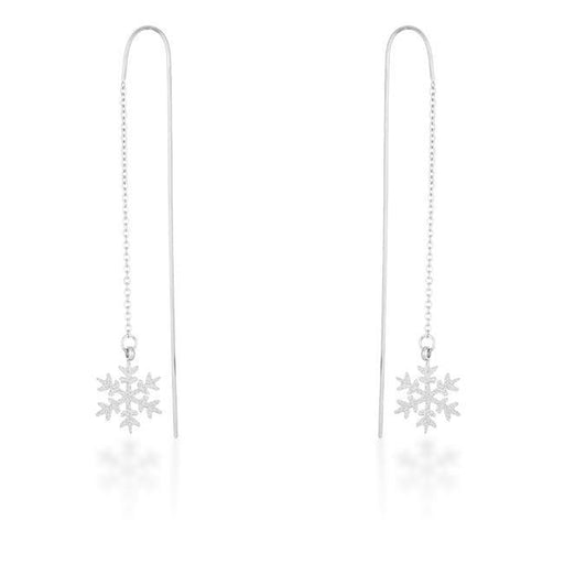 Noelle Rhodium Stainless Steel Snowflake Threaded Drop Earrings Earrings JGI   