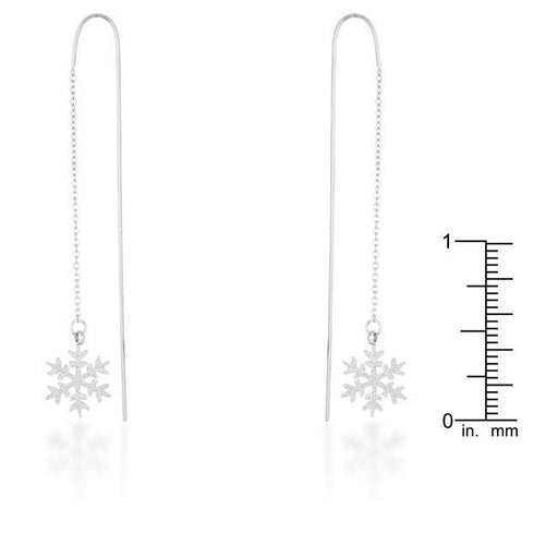 Noelle Rhodium Stainless Steel Snowflake Threaded Drop Earrings Earrings JGI   