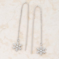 Thumbnail for Noelle Rhodium Stainless Steel Snowflake Threaded Drop Earrings Earrings JGI   