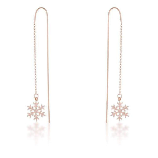 Noelle Rose Gold Stainless Steel Snowflake Threaded Drop Earrings Earrings JGI   