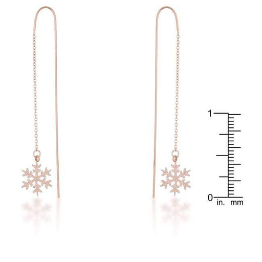 Noelle Rose Gold Stainless Steel Snowflake Threaded Drop Earrings Earrings JGI   