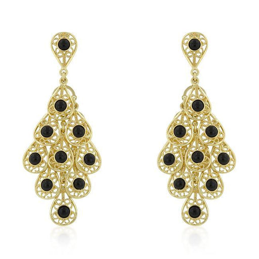 Onyx Filigree Chandelier Earrings Earrings JGI   