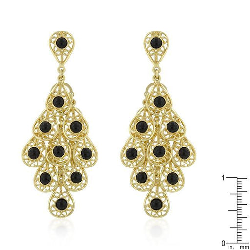 Onyx Filigree Chandelier Earrings Earrings JGI   