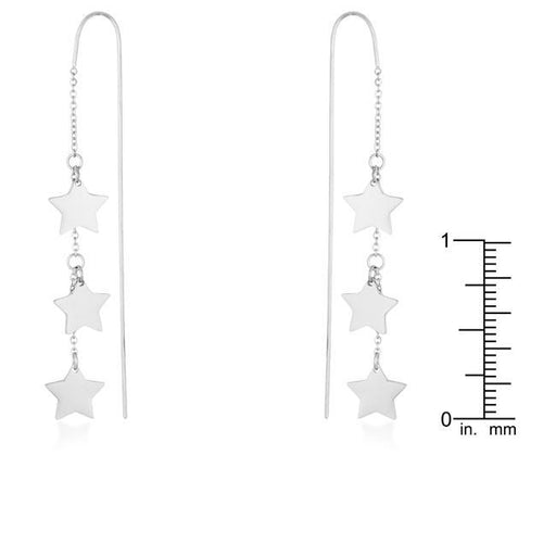 Reina Rhodium Stainless Steel Delicate Star Threaded Drop Earrings Earrings JGI   