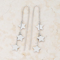 Thumbnail for Reina Rhodium Stainless Steel Delicate Star Threaded Drop Earrings Earrings JGI   