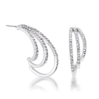 Thumbnail for Rhodium Plated Contemporary Clear Crystal Earring Earrings JGI   