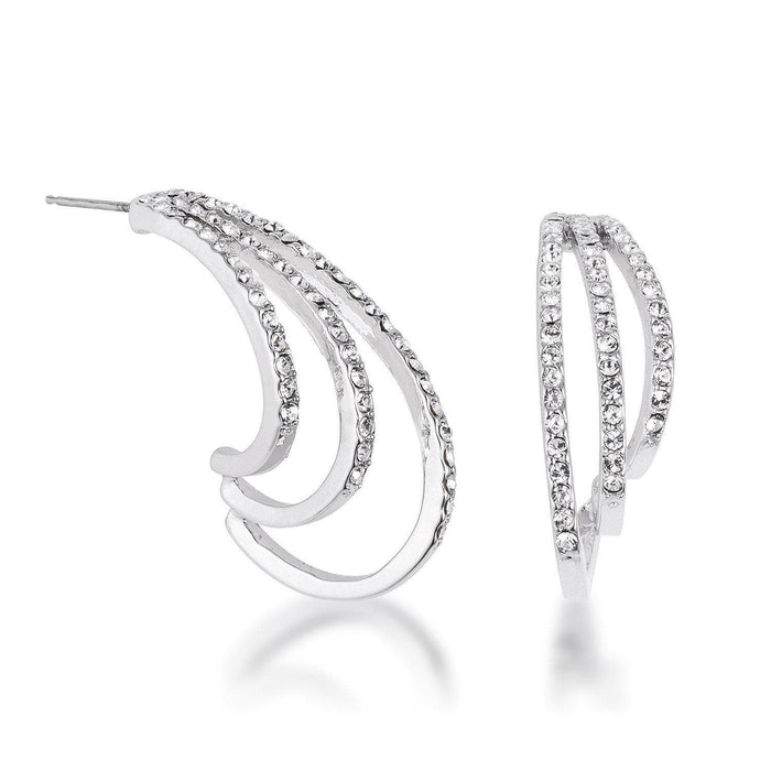 Rhodium Plated Contemporary Clear Crystal Earring Earrings JGI   