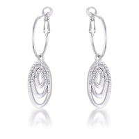Thumbnail for Rhodium Plated Multi Ring Elegant Oval Clear Crystal Drop Earring Earrings JGI   