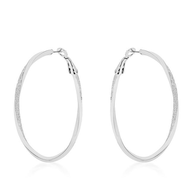 Rhodium Plated Twist Hoop Earrings Earrings JGI   