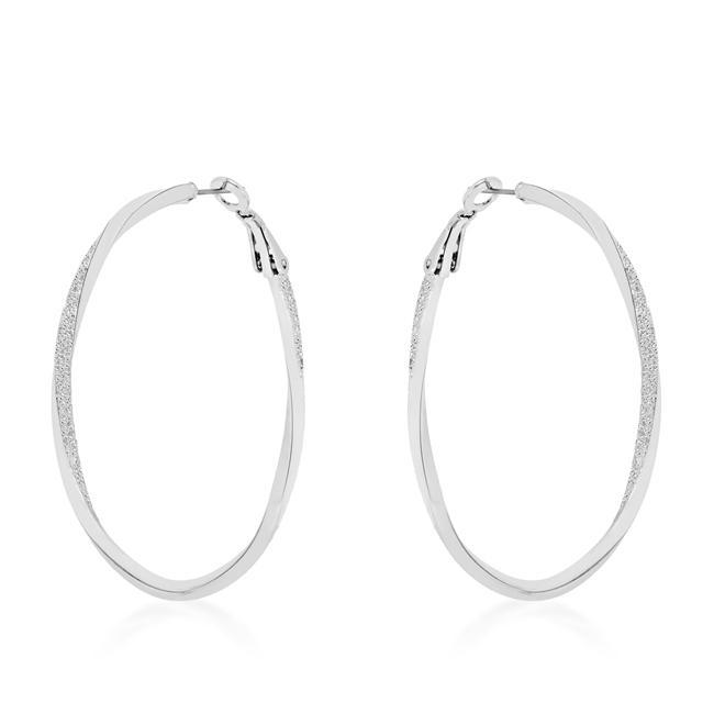 Rhodium Plated Twist Hoop Earrings Earrings JGI   