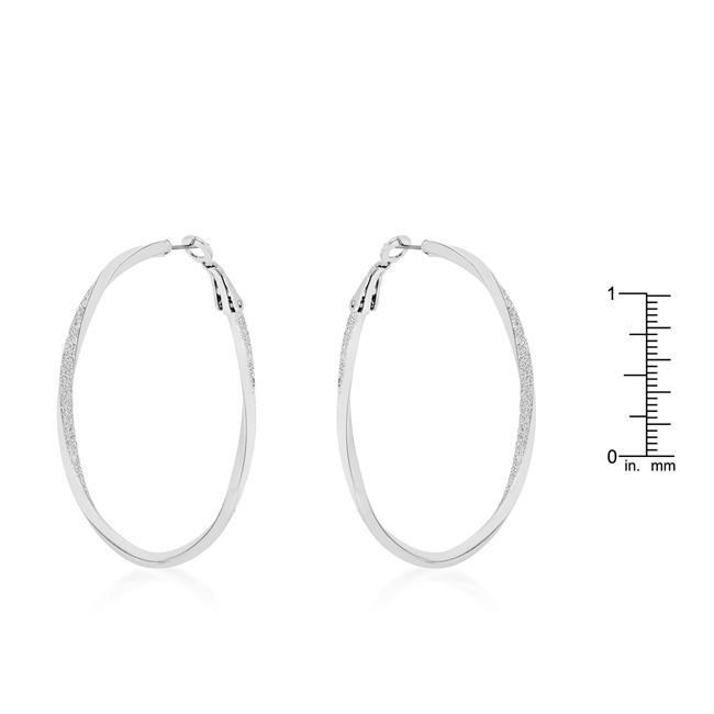 Rhodium Plated Twist Hoop Earrings Earrings JGI   