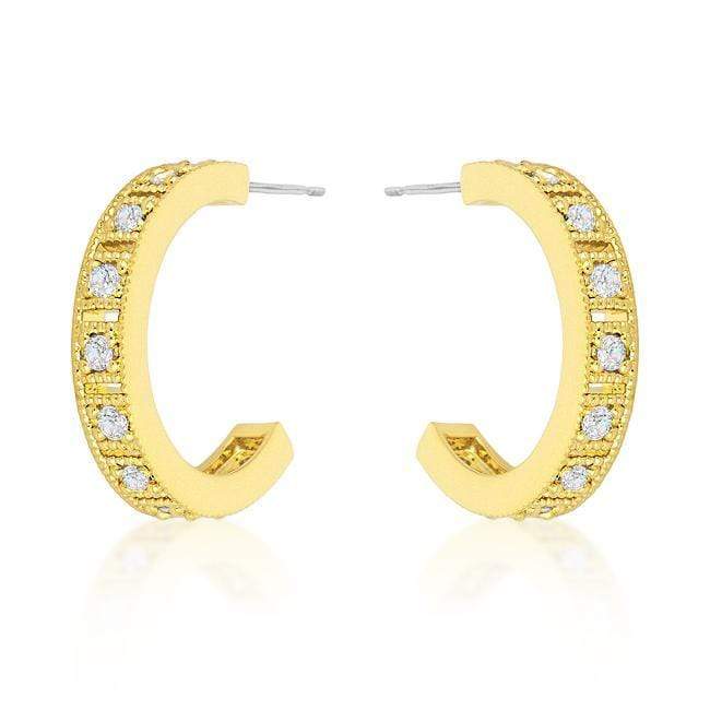 Roma Goldtone Finish Crystal Hoop Earrings Earrings JGI   