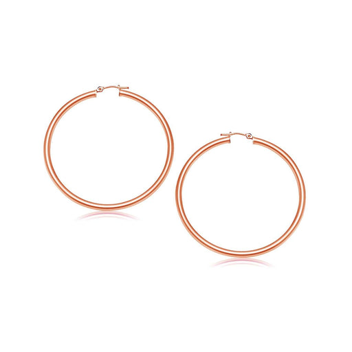 14k Rose Gold Polished Hoop Earrings (25 mm) Earrings Angelucci Jewelry   