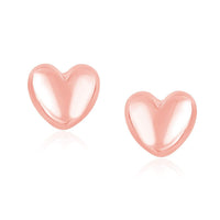 Thumbnail for 14k Rose Gold Puffed Heart Shape Shiny Earrings Earrings Angelucci Jewelry   