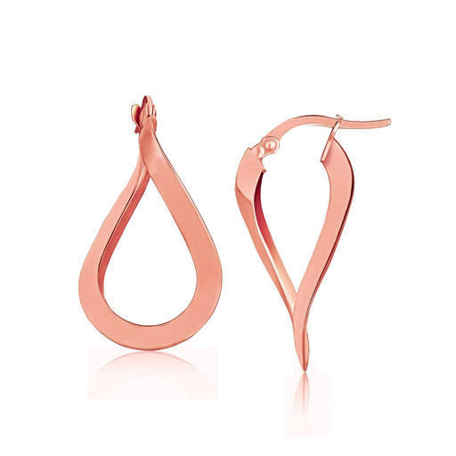 14k Rose Gold Twisted Style Freeform Hoop Earrings Earrings Angelucci Jewelry   