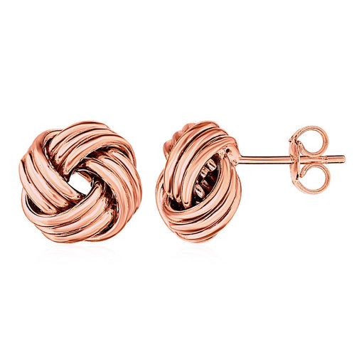 Love Knot Post Earrings in 14k Rose Gold Earrings Angelucci Jewelry   
