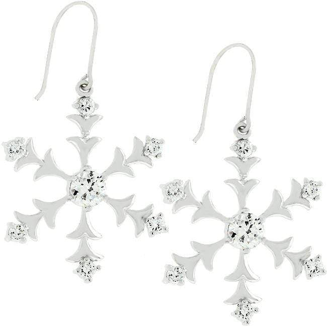 Silver Snowflake Dangle Earrings Earrings JGI   