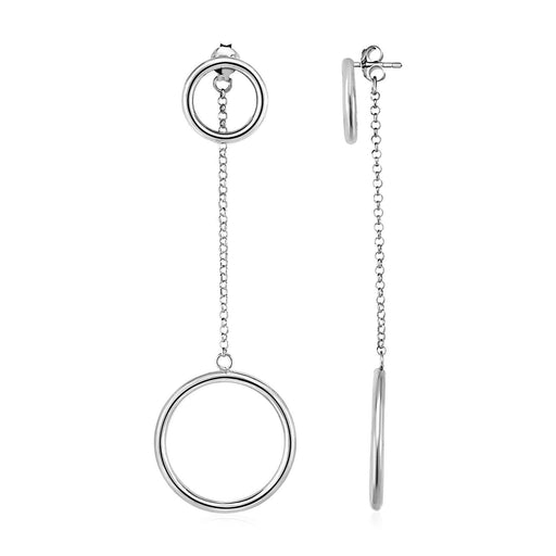 Double Polished Ring Drop Earrings in Sterling Silver Earrings Angelucci Jewelry   